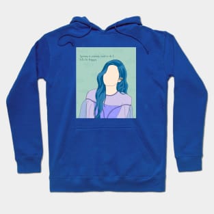 Lovely Blue-Haired Girl in a Spring Theme Casual Logo Design Hoodie